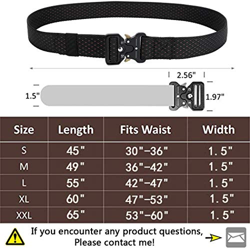 Tactical Belts for Men - 1.5 Military Stretch Nylon Webbing Utility Gun  Belt with Heavy Duty Quick Release Buckle