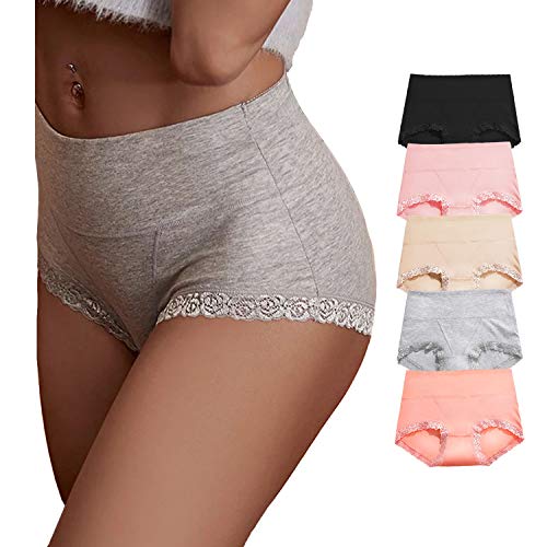  ANNYISON Womens High Waisted Cotton Underwear Soft  Breathable Panties Stretch Briefs