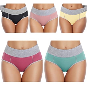Wirarpa Womens Cotton Underwear High Waisted Full Briefs 4 Pack Ladies  Comfortable No Muffin Panties X-Small