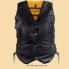 WOMEN'S MOTORCYCLE RIDING 7 POCKETBLK LEATHER VEST SIDE LACES GUN POCKET INSIDE ( Regular Regular 5XL Regular) - Image 3